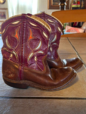 Vintage 1950s Childrens Buckaroo Cowboy Boots Two Tone Decor Prop Not To Wear picture
