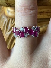 Genuine Ruby Sterling Silver Ring Size 6 picture