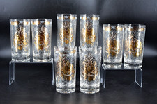 VTG Georges Briard SONATA Highball Glasses Set of 8 Gold White Birds 5.5