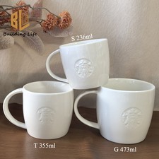 Starbucks Cup Embossed White Ceramic Classic Starbucks Coffee Simple S/T/G Mug picture