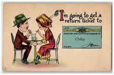 1916 Im Going To Ticket To Get A Return Ticket To Ortley South Dakota Postcard picture