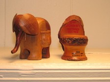 Vintage Hand crafted wooden  toothpick holders 2 pieces picture