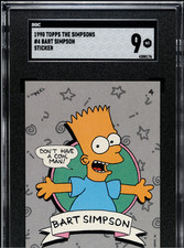 1990 TOPPS #4 BART SIMPSON *TRUE ROOKIE CARD* STICKER SGC 9 POP 5 (NOT BARTMAN) picture