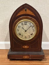 Unusual Gilbert Clock Co. Gothic Arch Shelf Clock With Mother Of Pearl Inlay picture