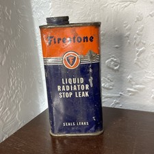 Firestone Liquid Radiator Stop Leak tin can Antique picture