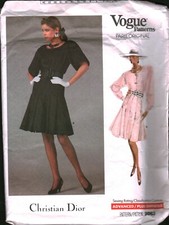 2063 Vintage Vogue Sewing Pattern Misses 1980s Dress Loose Bodice UNCUT Dior 10 picture