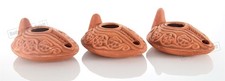 Lot of 3 Ancient Antique Biblical Replica Ancient OIL LAMP Judaica Hanukkah Gift picture