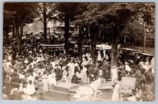 RPPC Town Celebration Crowd Bandstand Autos Vermont Real Photo Postcard c1910 picture