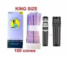 blazy susan pre rolled cone PURPLE KING size + portable 3in1 grinder Loader picture