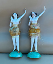 Antique 1920s Pair Art Deco German Porcelain Fasold Stauch Flapper Dancer 437 picture