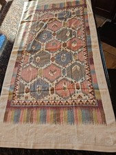 2 Vtg 1981 Martex Collier Campbell Bath Towels Ikat Rug Pattern Geometric 50x26