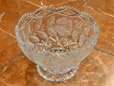 CRYSTAL CLEAR INDUSTRIES ETCHED FLORAL CANDY NUT Bowl 6