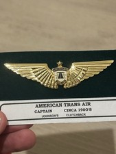 Vintage American Trans Air ATA Captain Pilot Wings Johnson's Dayton Ohio 1980’s picture