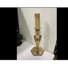 Vintage French Provincial Electric Candlestick Lamp Floral Rose Garland 1930s picture