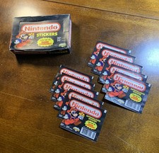 1989 Diamond Nintendo Stickers - 10 Sealed Packs + Empty Box picture