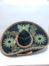 Vtg 1970's Calidad Black Velvet Sombrero 23