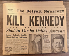 RARE 1963 Kill Kennedy Detroit News Misprint Newspaper JFK Assassination Extra picture