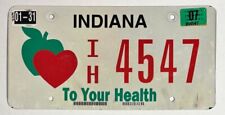 Indiana 2007 TO YOUR HEALTH GRAPHIC License Plate # IH 4547 picture