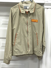 VINTAGE GARST SEED KHAKI TAN FARM JACKET SWINGSTER ADULT SZ LARGE (C1) picture
