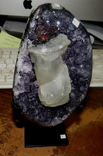 amethyst crystal geode cluster deep purple color cathedral steel std calcite JAL picture