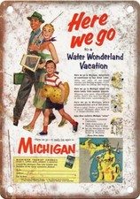 Vintage Michigan Fishing Advertisment Reproduction Metal Sign FF11 picture