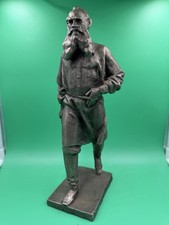 Vintage Lev Tolstoy poet Writer Metal Bust Soviet USSR Statue figure Bust 12” picture