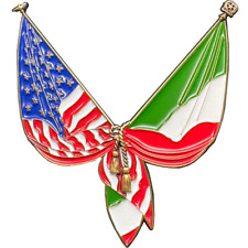 EL14-003 Italian American Italy Flag American Flag Italia support Pin 2 inch wit picture
