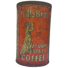 Super Rare Pre-1914 Hills Bros Coffee Tin Highest Grade  2 1/2lb Orange Can wLid picture
