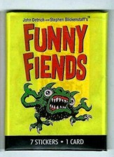 2019 FUNNY FIENDS TRADING CARD RETRO YELLOW WAX PACK ALA- UGLY STICKERS SIDEK picture