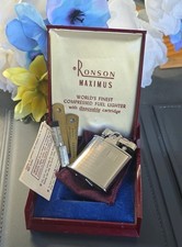 Vtg. 1950's Ronson Maximus Compressed Fuel Lighter w/Original Box, Tools & Paper picture