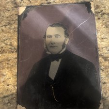 Antique Large 6x9 Tintype Photo Victorian Gentleman Civil War Era 1800s picture