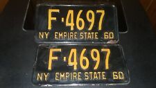 1960 New York License Plates Matched Pair 60 NY Tag F-4697 Plates Empire State picture