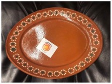 Made in Mexico 11x8 Mexican Grande Dinner or Salad Clay Oval Plates Set Of 4 picture