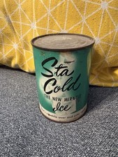 Vintage Canned Sta Cold Miracle Ice Metal Can advertising Rare Green picture