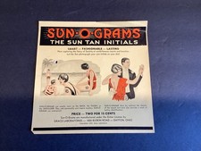 Antique Unused Prototype Sun-O-Grams Label Sun Tan Initials 1934 picture