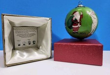 Pier 1 Santa's Morning 2015 Christmas Ornament Green With Santa In Original Box picture