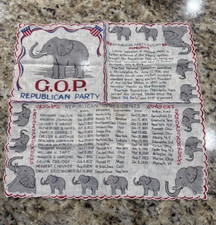 Rare 1953 Vintage Republican Party Handkerchief Patriotic List of Presidents picture