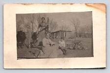 RPPC Grandmother Mother & Son at Farm Cows Hand Water Pump Tyrell Postcard picture