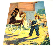 Pals Circus Hy Hintermeister Vintage Calendar Art Print Boy Dog Horse Americana picture