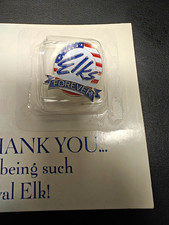 Elks Forever Lapel Pin Sealed on Original Eagle Thank You Card BPOE Patriotic  picture