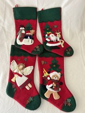 Vintage 90’s Set 4 Felt 3D Christmas Stockings cottage core primitive country picture
