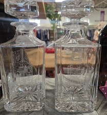 Rare Pair Vintage USMA West Point June 1943 50th Reunion Crystal Decanters Set picture
