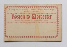 1890s Antique Boston to Worcester Bicycle Pocket Map Waring Co Wheelmen Cycling picture