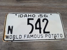 1956 Idaho License Plate All Original Black And White Vintage 56 N 542 Single picture