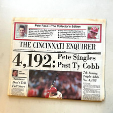 1985 Pete Rose Cincinnati Enquirer newspaper RECORD #4,192 hit Newsstand fresh picture