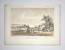1855 John Mix Stanley Council with White Man’s Horse Lithograph PRINT Pacific RR picture