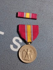 Vintage United States National Defence Service Medal Mini Miniature With Ribbon picture