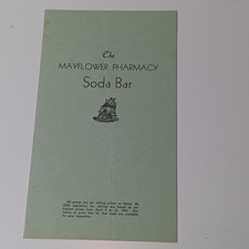 1940s The Mayflower Pharmacy Soda Bar Ice Cream Shop Store Menu picture