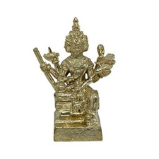 Lord Brahma Four-Faced God Trimurti Creator Hindu Amulet Mini Brass Idol #1 picture