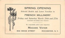 H88/ Rochester New York Postcard c1920 French Millinery Store Madame Voyer 43 picture